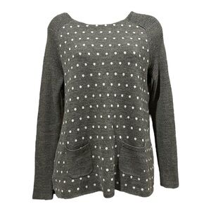 ANN TAYLOR LOFT Grey Polka Dot Sweater